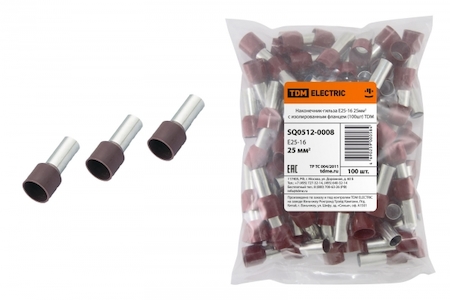 TDM ELECTRIC SQ0512-0008 Наконечник-гильза Е25-16 25мм2 с изолированным фланцем (100шт) TDM